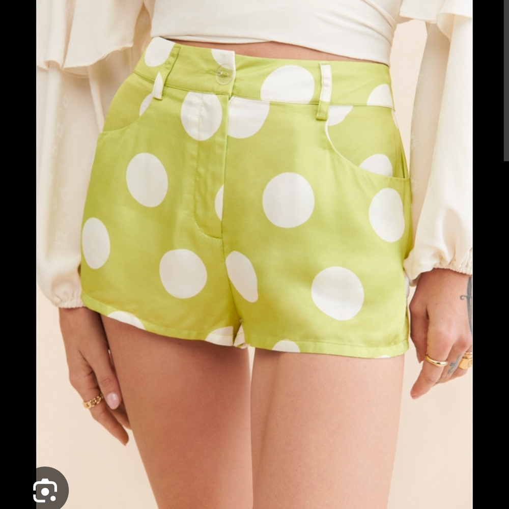 NWT For Love & Lemons Leander Polka Dot Silky Shorts Size M